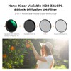 K&F Concept 40.5mm Black Diffusion 1/4 & Variable ND2-ND32(1-5 Stops)