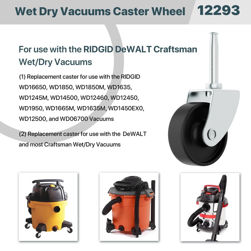 Replacement Shop Vac Wheels – Compatible with Ridgid, Craftsman, DeWALT