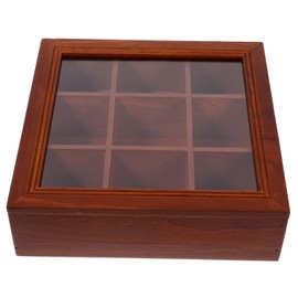 STOBAZA Wooden Tea Bag Organizer with Transparent Window Compartment Tea Coffee Holder Multifunctional Storage Box for Sugar Packets and Items for Kitchen and Office Use