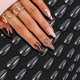 False Nails Tips 500Pcs Acrylic Nail Art Full Cover Almond Fake Nails 10 Sizes Long Almond Stiletto False Nail Clear for Women