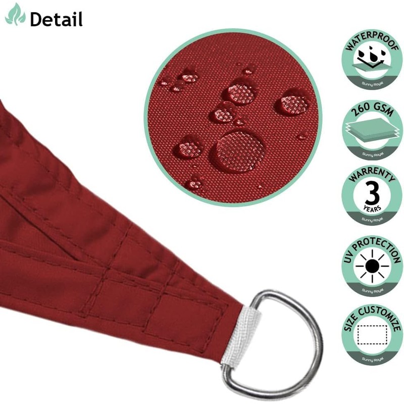 SunnyRoyal 9'x13' Waterproof Sun Shade Sail Rectangle with Hardware Kits