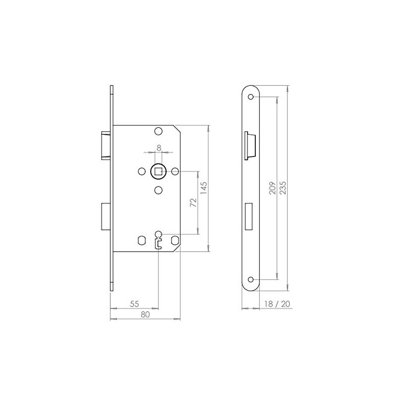 ABUS 61673 ES BB L S 55 72 20 Mortice