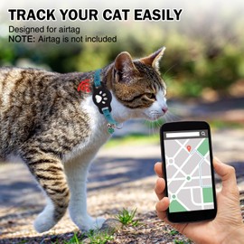 DILLYBUD AirTag Cat Collar with Bells, Soft Velvet Cat Collar Breakaway with Airtag Holder, Safety Cat GPS Tracker Collars for Girl Boy Cats, Kittens and Puppies, Adjustable 8"-12"