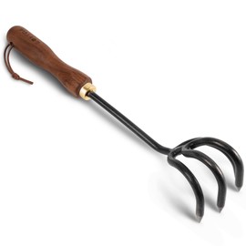 Gardening Tools Hand Rake, Stainless Steel Cultivator for Digging, Aerating Soil, and Weeding, Heavy Duty Garden Tool with Hanging Hole,Gardening Gifts for Women/Men