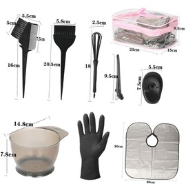 Vaguelly Hair Dyeing Kit with Brush Bowl Cape Gloves for DIY Hair Coloring at Home Salon Pink Packaging Set