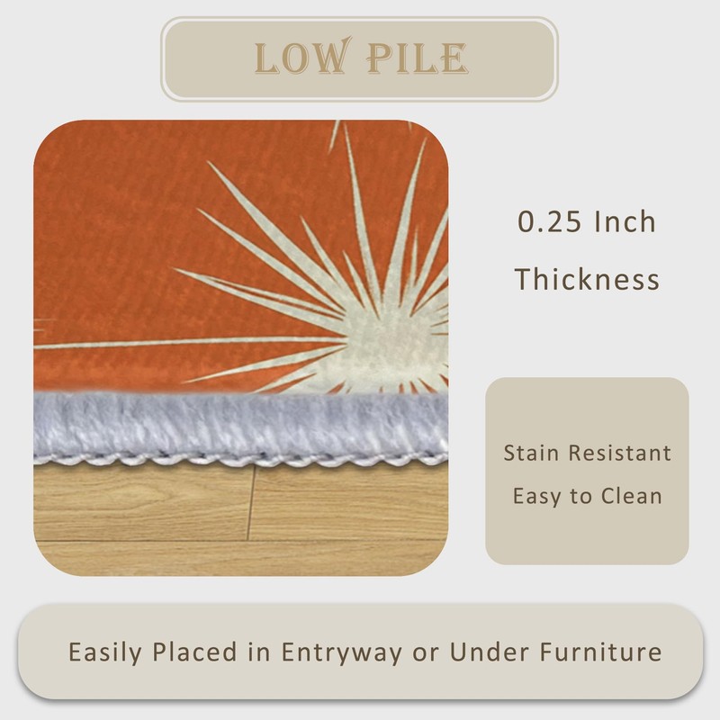 Orange Atomic Throw Rugs for Entryway 2x3