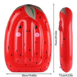 Surfbrett Aufblasbar Luftmatratze, FainFun Luftmatratze Kinder Surfbrett, Wellenreiter Aufblasbar Kinder, Aufblasbares Bodyboard mit Griffen, für 3-14 Jahre Kinder, 75 x 50 cm, Erdbeere