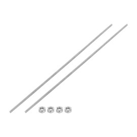 MECCANIXITY Fully Threaded Rod M5 x 250mm 0.8mm Thread Pitch 304 Stainless Steel Right Hand Threaded Rods Bar Studs Long Threaded Screw with Screw Nuts 2 Pack