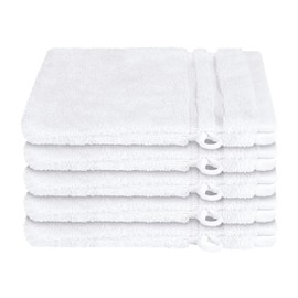 Schiesser Milano Terry Wash Mitts Set of 5 Made of Fluffy, Skin-Friendly Cotton, Made in Green, Colour: White, Size: 16 x 22 cm