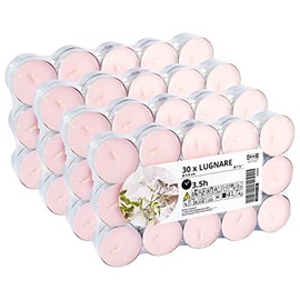 Ikea LUGNARE Jasmine/Pear/Ginger/Lily Scented Tealight Candles, Light Pink, 3.5 Hours - Set of 120, 3.8cm