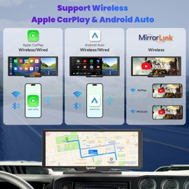 860 Portable CarPlay Screen with 4K Dash Cam Front and Rear- 9.3" Wireless Apple CarPlay ＆Android Auto Car Stereo, Bluetooth, GPS Navigation Head Unit,Car Stereo Receivers,1080p Backup Camera
