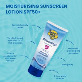 Banana Boat Moisturising Sunscreen Lotion SPF50+ 200g, Skin feels Moisturised and Nourished, UVA + UVB Broad Spectrum, Non-Greasy, 4-Hour Water Resistant, Made in Australia