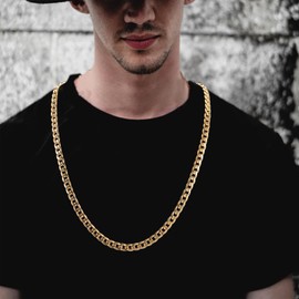 AGFELO 4 Pieces Hip Hop Rapper Faux Gold Chain Necklace Chunky Necklace Stainless Steel Chain for 80's, 90's Punk Style Hip Hop Chain Necklace, 8 MM 24 Inch Long