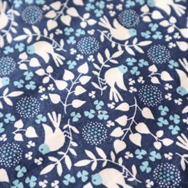 Hanabu Organic Cotton Cloth Napkin Holder (Approx. 6.7 x 9.1 inches (17 x 23 cm), 1 Piece (Bird / Navy)