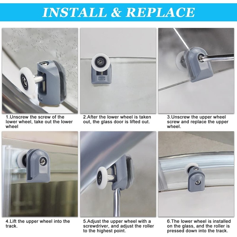 Showe rPart Single Shower Door Rollers/Wheels/Runners L001, Wheel Diameter 23mm,