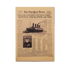 HAOHUODUO 20" x 14" Vintage Titanic Disaster Poster Unframed New York Times 1912 Front Sheet Replica on Kraft Paper Retro Western Art Prints for Home Decor Commemorating Titanic's Historic Sinking