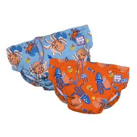 Bambino Mio Reusable Swim Nappy 2 Pack, Splash & Bubbles, 6-12 Months, Beach Fashion Essentials for Babies and Toddlers, Boys and Girls
