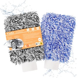 vsshe Microfiber Car Washing Mitts 2PCS, Large Car Wash Mitts, Anti-Streak and Anti-Scratch Cleaning Kit, Highly Absorbent 100% Scratch-Free, for Home and Washing, Drying, Detail Cleaning