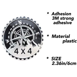 WNE Badge Rated Car Emblem,4x4 Metal Automotive Badge Compatible Jeep Wrangler Cherokee Round Auto Car Emblem Sticker 3D Decorative Sticker for Motorcycle Vehicles Bumpers Trucks