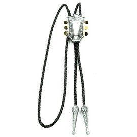 Country Music Guitar Head Western Leather Bolo Neck Tie