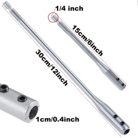 QISF 6 inch & 12 inch Forstner Bit Extension Set,1/4 Wood Spade Bit Extension Bar with 2 Pcs Key,Drilling Depth Tool for Wood Turners Furniture Carpentry and Construction