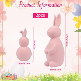 TaoQ C 2 Pack Easter Bunny Figurines Pink Resin Rabbit Figurines for Home Table Office Garden Decor