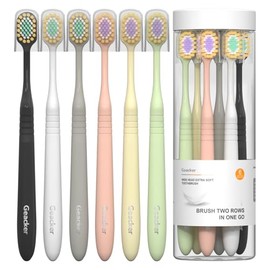 Cepillo dental extra suave con cabeza ancha, cerdas ultra suaves nano, 6 fundas, para adultos y encías sensibles