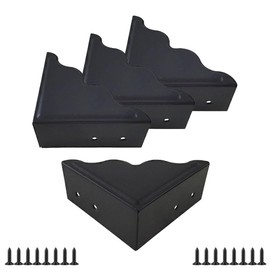 Black Metal Corner Protector 3.7 x 3.7 x 1.5 Inch Pack of 4, Vintage Decorative Corner Guards forTable, Barn Sliding Door,Wood Frames, Boxes, Desk Furniture Angle Edge Protection