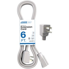 Appliance Extension Cord - 6ft Heavy Duty Gray Extension Wire for Air Conditioner, Refrigerator, & All Major Appliances - 14 Gauge High Voltage 3 Prong Flat-End Appliance Cord, for Indoor use