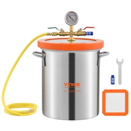 VEVOR 5 Gallon Vacuum Chamber, Upgraded Tempered Glass Lid Vacuum Degassing Chamber, 304 Stainless Steel Chamber, for Stabilizing Wood, Resin Degassing, Silicone Degassing and Plaster Degassing