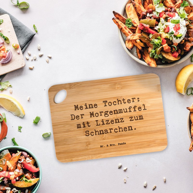 Mr. & Mrs. Panda Bamboo Chopping Board with German Text