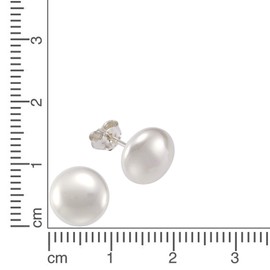 Zeeme Pearls 221220101 Women's Stud Earrings 925 Sterling Silver 1.0 cm Shiny Shell Pearl White, Sterling Silver, Pearl