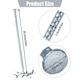 MIVIDE 12 Pack 14 Inch Silver Rebar Stakes, 1/2 Inch Diameter, Galvanized Steel Ground Anchors, Heavy Duty Metal Rebar Stakes for Speed Bumps, Garden Plants, Wheel, Wood, Tent