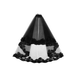 CHIC DIARY Bridal Wedding Veils for Women Short Tulle Lace Veils for Brides Veils for Wedding with Comb (#3-Black)