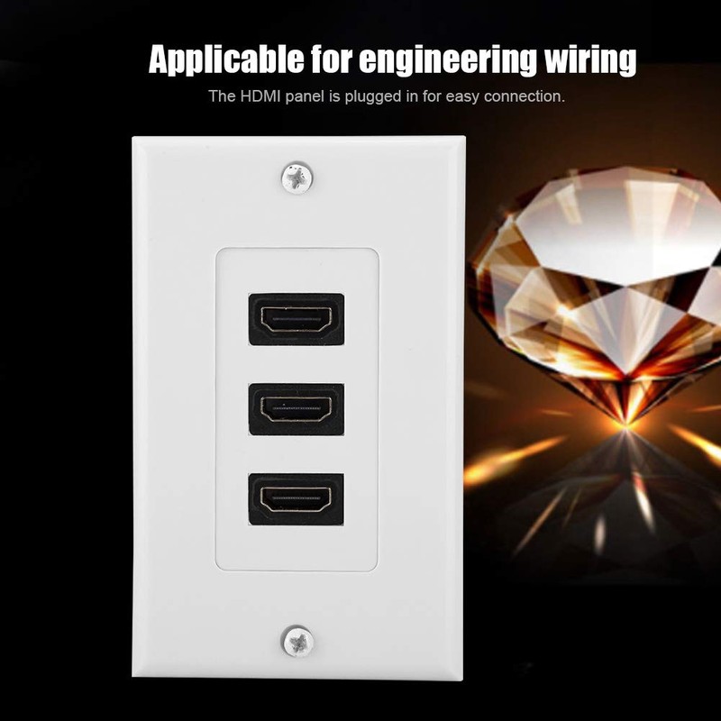Bewinner 3-Port HDMI Wall Plate with Adapter, ABS Wall Mount