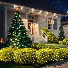 Meteds 6Ftx4Ft LED Christmas Net Lights Green Wire,Connectable UL Certified Waterptoof Net Lights for Bushes Trees Shurb Garden Outdoor Christmas Decorations