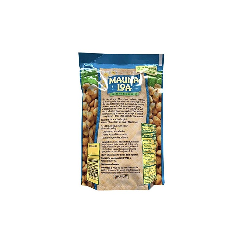Hawaiian Roasted Macadamia Nuts (Maui Onion and Garlic, 10 Ounce)