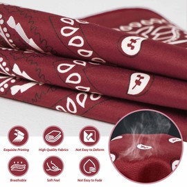 Awumbuk Bandana Women & Men Pack of 12 - Breathable Triangular Scarf Headscarf, Motorcycle and Paisley Scarf - Versatile for Western Party, Cowboy Outfit and Summer Sports (55 x 55 cm), multicoloured