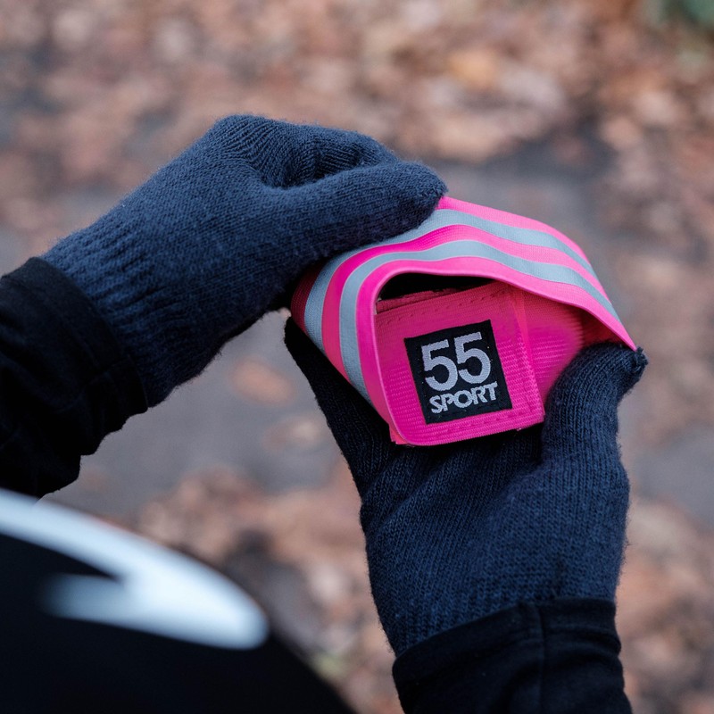 55 Sport Elasticated Reflective Armbands - Pink - 4 Pack