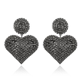 Clearine Heart Earrings for Women Fashion Sparkle Full Crystal Dangle Drop Earrings for Wedding Party Prom Clear Silver Tone, Crystal, No Gemstone