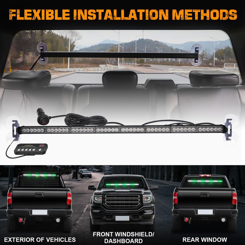 XRIDONSEN 35 inch Traffic Advisor Green White Emergency Light Bar