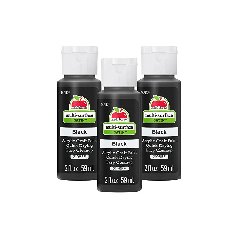 Apple Barrel Acrylic Paint, Black (Pack of 3) 2 oz,