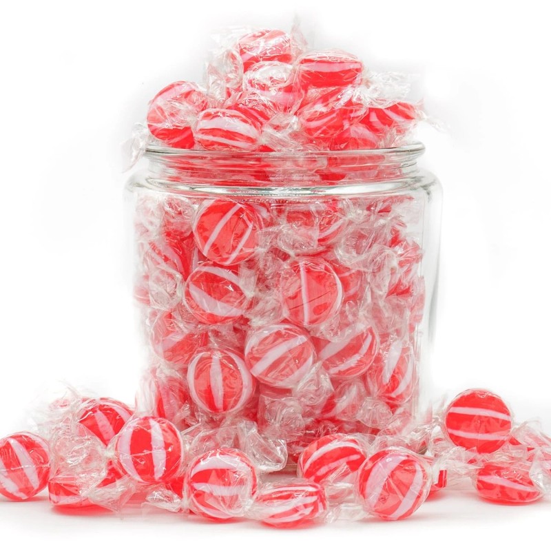 Colombina Cinnamon Striped Flavor Discs, Red & White, Bulk Hard
