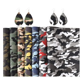 Picheng 7 Pieces Camouflage Faux Leather Sheets,Camouflage Blue PU Synthetic Leather Sheet for Earrings Bow Shoes DIY Craft Handmade Projects Hair Accessories Making 7 Pcs 8.2''x11.8''…