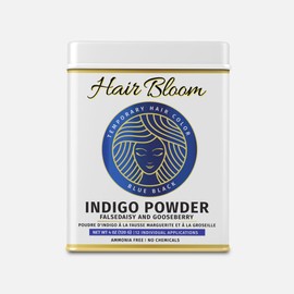 Hair Bloom Natural Blue Black Hair Color- Herbal Indigo w/False Daisy & Gooseberry Hair Color Powder- 12 individual sachets (10 gm each)- Reusable Brush & Tray Included by Pride of India