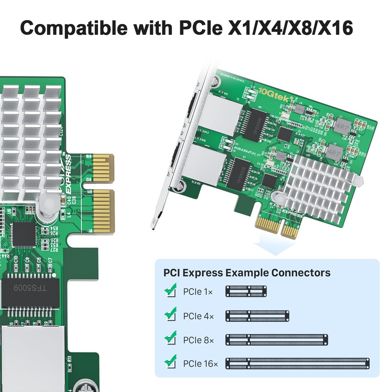 100M/1000M/2.5G NIC Network Card, Dual RJ-45 Port, with Realtek RTL8125BG