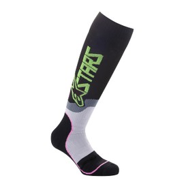 Alpinestars Mx Plus-2 Socks Black/Green Neon/Pink Fluo Lg (4701920-1669-L)