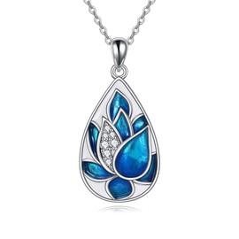 POPLYKE 925 Sterling Silver Hummingbird Necklace Bee Necklace Filigree Teardrop Jewellery for Women Gifts, Sterling Silver, Cubic Zirconia