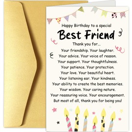 Chenive Birthday Card for Friend, Best Friend Birthday Card, Poem Birthday Card for Bestie BFF Soulmate, Happy Birthday to A Special Best Friend