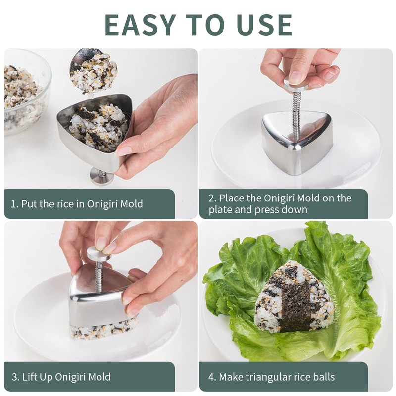 choxila Onigiri Mold, Stainless Steel Rice Ball Mold Sushi Maker,